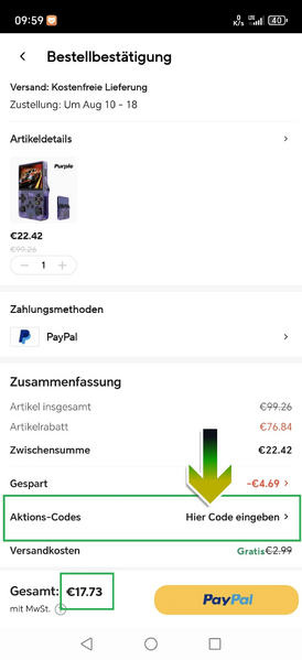 Apply promo codes from the AliExpress startpage (every country has different codes)