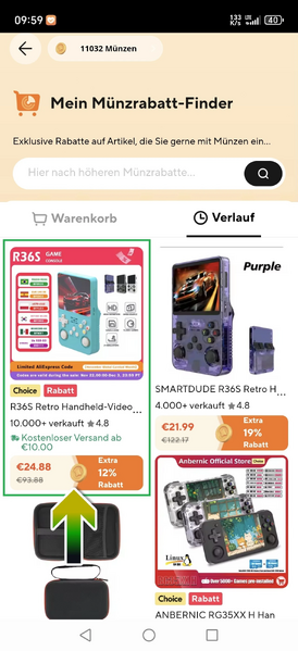 Click on the item you visited in the second step
