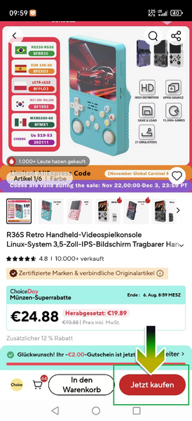 Click on Buy Now (Jetzt kaufen)