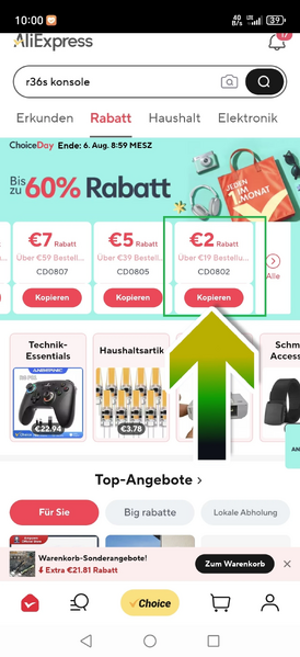 Promo codes during sales can be found on the AliExpress start page